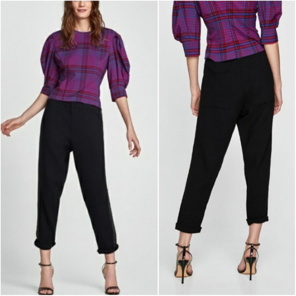 ZARA // knit joggers ribbon sides stripe - Picture 7 of 8